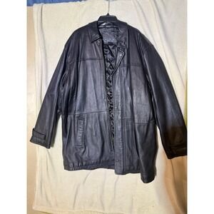 Knightsbridge Leather Jacket Men's Black Full‎ Zip And Button With Pockets Large